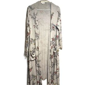 LuLaRoe Sarah Flora Gray OpenCardigan